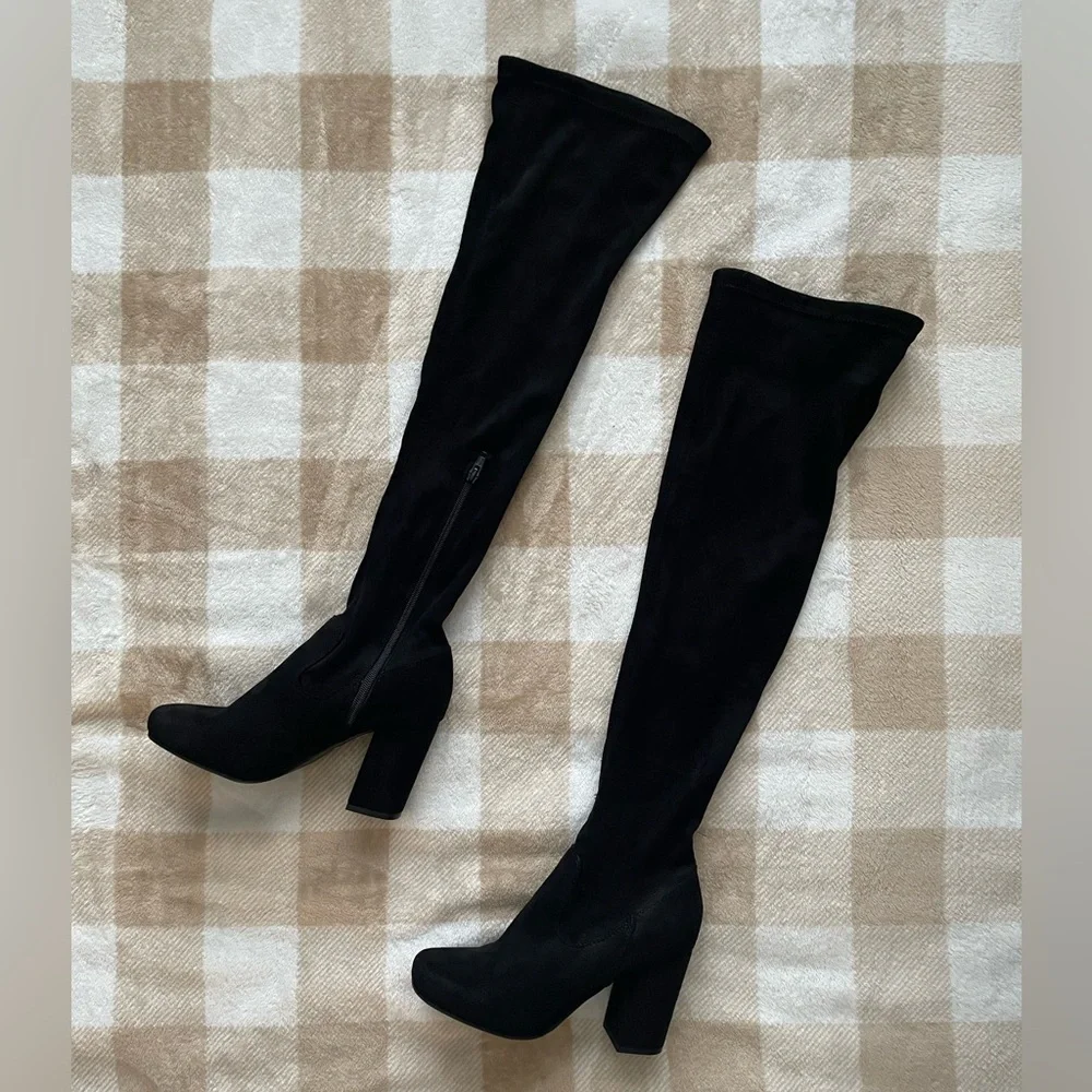 Black over the knee thigh high boots size 8 - Picture 2 of 6